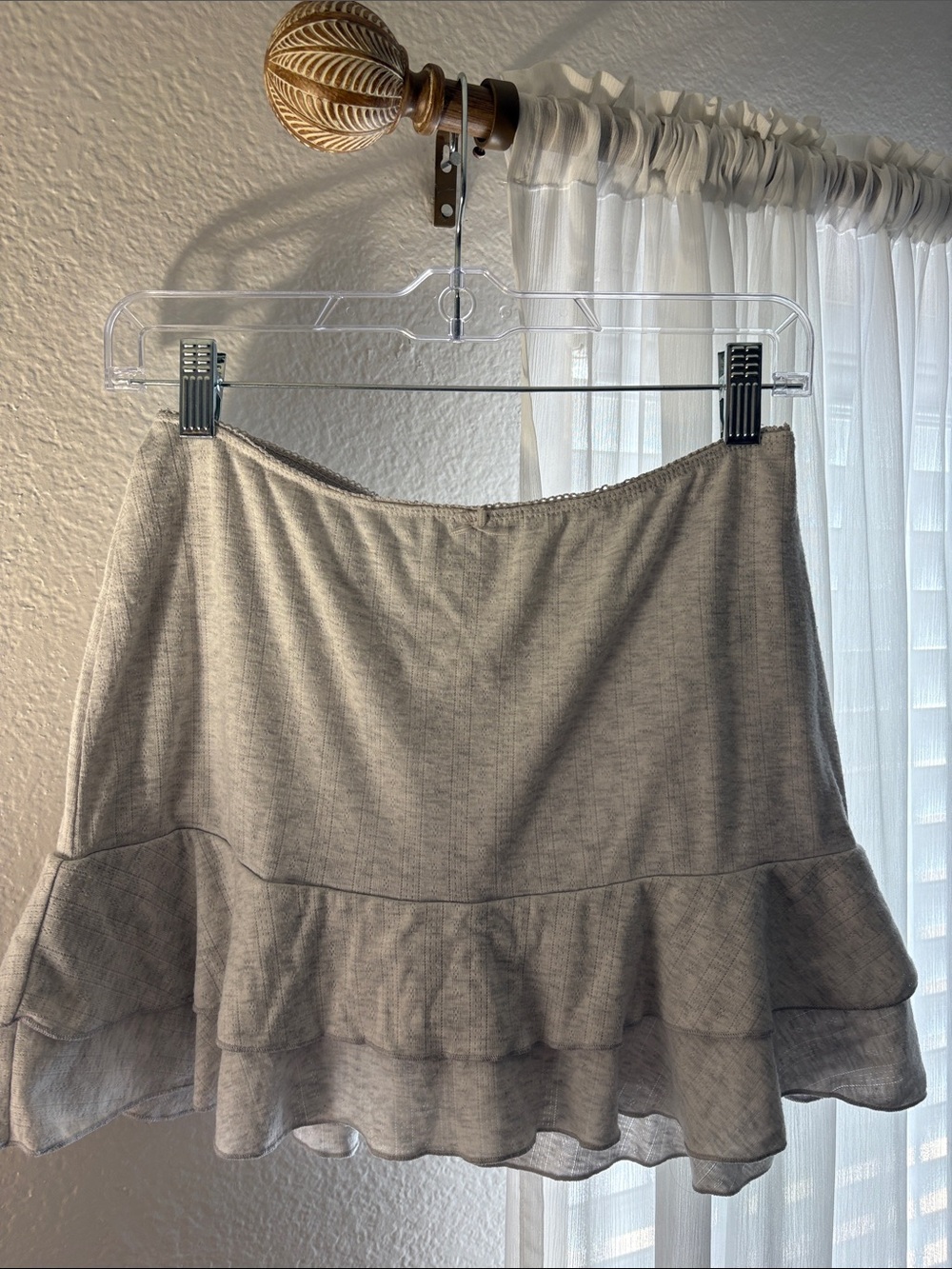 wild fable Light Gray Ruffle Hem Skater Skirt